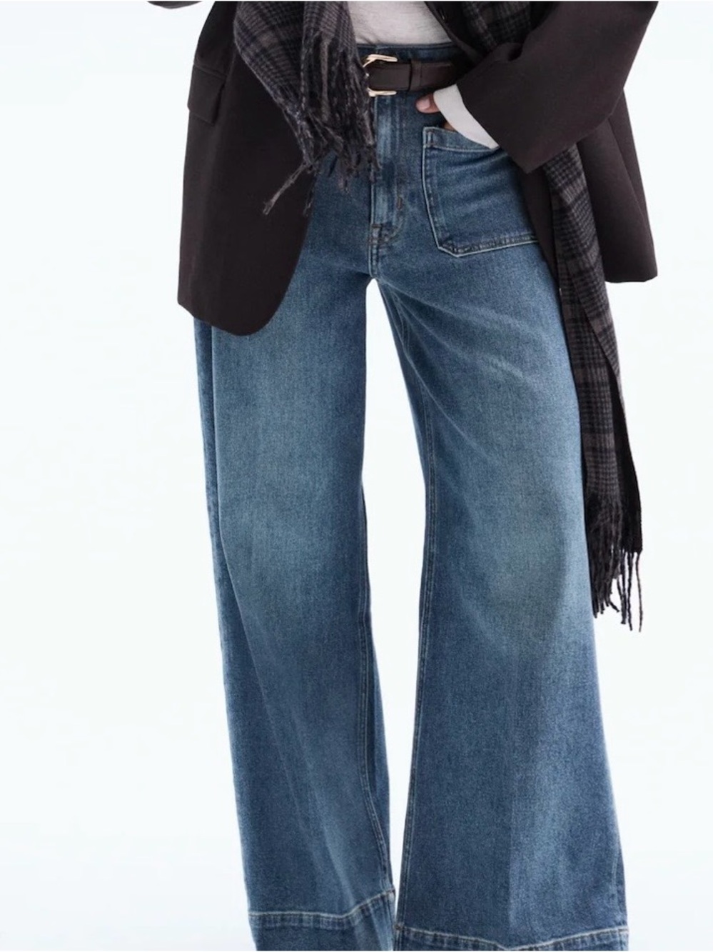 H&M high rise wide leg blue jeans